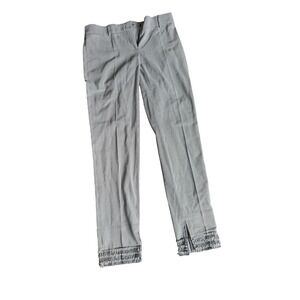 Cedric Charlier Black White Houndstooth‎ Ruffle Hem Pants Made in Italy Size 8